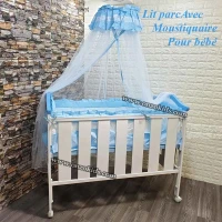 Lit parc cododo 2en1 en bois avec moustiquaire pour bébé - Mini Pouce