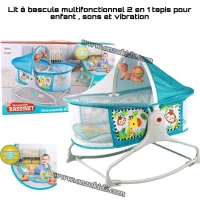 Lit à bascule multifonctionnel 2 en 1, tapis pour enfants, sons et vibrations