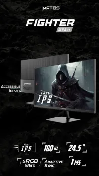 Ecran Matos Gaming MSG25 Fighter Fast IPS 180Hz 1Ms GTG