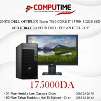  UNITE DELL OPTIPLEX Tower 7010 CORE  I7-13700 512GB SSD  8GB DDR4/ GRAVEUR DVD +ECRAN DELL 21.5"