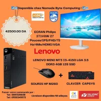 PC De Bureau Lenovo mini i3-4150 LGA Avec Ecrans Philips 27 Pouce Clavier + souris