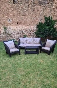 Salon jardin 5 places en rotin 