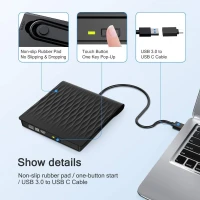 Super Slim Drive, Lecteur de DVD à Interface USB3.0 TYPE C