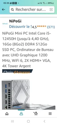 Mini pc Intel core5 12450h nipogi