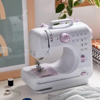 ماكينة خياطة كهربائية متعددة، محمولة بدواسة قدم، بصريات خياطة الملابس، 12 غرزة Machine à Coudre