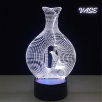 مصباح إضاءة ليلي مكتبي ثلاثي الأبعاد 7 أضواء متغيرة الألوان من الأكريليك  Lampe Veilleuse 3D