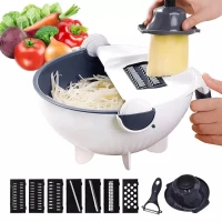 وعاء تقطيع الخضروات متعدد الوظائف 9 في 1 مع سلة تصريف +مقشرة  Pot Coupe-Légumes