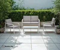 SALON JARDIN 4 PLACES EN ALUMINIUM