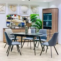 Table extensible avec 6 chaises glass plusieurs couleurs 