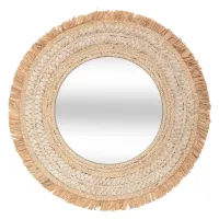 Miroir tressé "Célia", raphia D68 cm