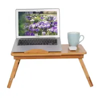 Table LAPTOP en bambou pliable avec ventilateur 50cm x 30cm BM60
