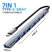 كابلات-ومحولات-hub-repartiteur-7-en-1-usb-c-type-5gbps-vers-x-30-6-20-otg-aluminium-السحاولة-الجزائر