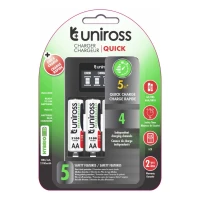 Chargeur de pile Rapide UNIROSS Quick 3-5H LCD AA AAA Ni-MH By Micro-USB + 4 x AA 2100mAh UCU002A