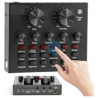 Amplificateur Carte Son Externe Bluetooth V8 Changeur de voix Casque, Microphone