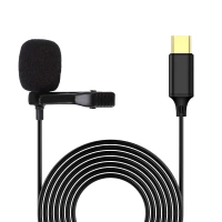 Microphone Cravate chemise Levalier enregistrement Micro audio smartphone filaire USB type-c 1.5m