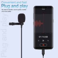 Microphone Cravate chemise Levalier enregistrement Micro audio filaire USB type-c 1.5m UN-203 thumbnail 4