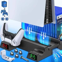 Support Docking Vertical Station de charge pour PS5 et manette avec ventilateur de refroidissement
