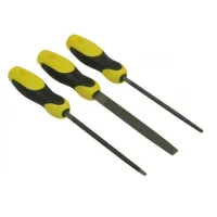 STANLEY 0-22-445 - Jeu de 3 Limes batards 150mm tringle, ronde, plate