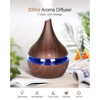   معطر الجو Électrique style bois 300ml Aromathérapie Diffuseur Avec 7 Couleur LED Lumière