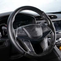 Pcs Housse de Volant Voiture antidérapant Noir carbon 2