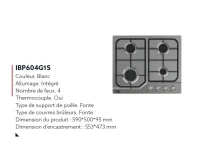 TABLE DE CUISSON IRIS 4 FEUX INOX IBP604G1S