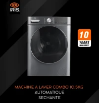 MACHINE À LAVER IRIS SECHANTE COMBO INVERTER 10.5 kg Garantie 10 ans