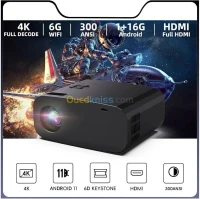 Vidéo Projecteur Mini Datashow P7 PRO 1080p 300 Ansi Lumens Android 11 WIFI 6 ضمان 06 أشهر