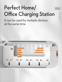 MULTIPRISE LDNIO 5 PORTS AC ET PD +QC3.0 +1PORT AUTO ID + CHARGEUR SANS FIL 15W SCW5354