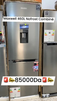 Réfrigérateur 460L Maxwell Nofrost Combiné Inox avec distributeur Deau/ Inverter/Garantie 10ans