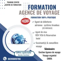 Tourisme Agence de voyage (Système Amadeus, visa & réservation d'hôtel...), Marketing Digital  E. commerce, Bureautique  Informatique, Décoration Crochet,  langue Turc... etc