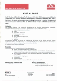 AVIA ALBA P5 - Huile blanche médicinale / alimentaire