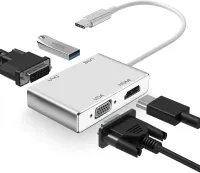 Adaptateur 4 en 1  USB Type-C vers HDMI / DVI / VGA / USB 3.0 Multiplateformes