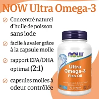 NOW FOODS Ultra Omega3 180cps 500 EPA/250 DHA (acide docosahexaénoïque)
