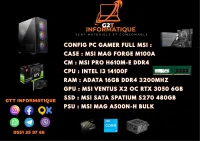 CONFIG PC GAMER FULL MSI : I3 14100F/RTX30506G/16G