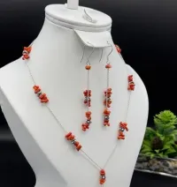 parure en corail rouge et argent