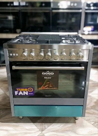 Cuisinière maxtor 5 feux inox / noir avec four ventilé 