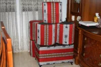 Lot Salon Traditionnel  8 Poufs + 2 Tables avec Verre