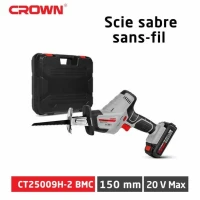 CROWN Scie Sabre 20V Technologie lithium-ion Avec 2 Batteries CT25009H
