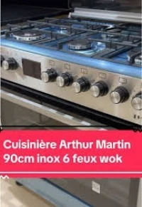 Cuisinière Arthur Martin 6 feux gaz électrique ventillée