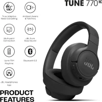 JBL TUNE 770NC CASQUE SANS FIL - SUPRA-AURICULAIRE  BLUETOOTH 5.3 - RÉDUCTION DE BRUIT - NOIR