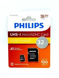CARTE MÉMOIRE PHILIPS MICROSDHC 32GB - ULTRA SPEED - 100 MB/S - A1 FAST APP PERFORMANCES 