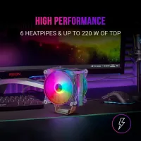 AIR COOLING MARS GAMING MCPU66 ARGB - MULTI SOCKET - 2 VENTILATEURS 120Mm - TDP 220W - TRANSPARENT