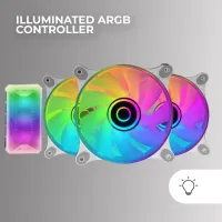 Mars Gaming MF-3DKIT Kit 3 Ventilateurs ARGB 12cm- Miroir Infinity 3D-Système Anti-Vibration