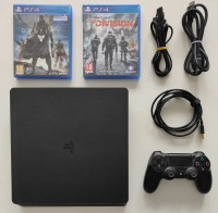 consoles-console-ps4-slim-noire-500g-en-excellent-etat-avec-2-jeux-reghaia-alger-algerie