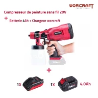 Pistolet de Peinture Pulvérisateur À Batterie 20V 4A Worcraft CSG-S20LI