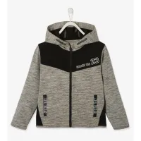 Vertbaudet Sweat Zippé Garçon avec Capuche - Sport - Gris Chiné