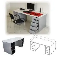 Bureau Melamine 10Tiroirs avec etager BM160-10T (L160/H75/P70)