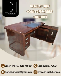Bureau mdf avec retour +caisson