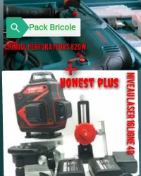 Pack bricol professionel( niveau laser 4D+chingol perforateur)