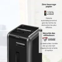 FELLOWES DESTRUCTEUR DE DOCUMENTS 225CI COUPE DROITE P2 - 60 LITRE - CARTES DE CRÉDIT - TROMBONES